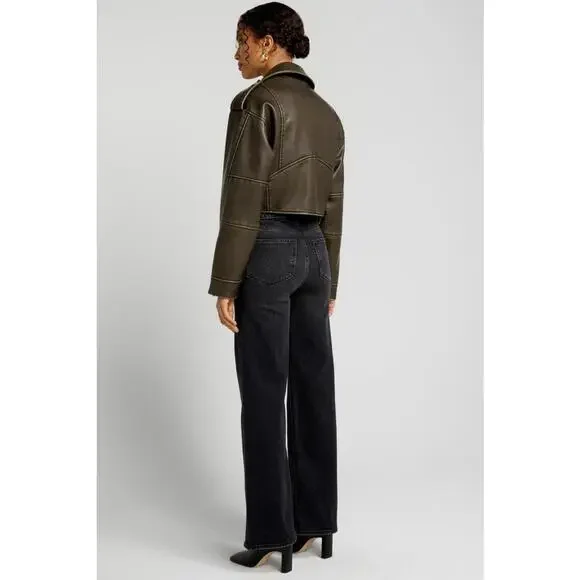 BLANKNYC Brown Ride Off Faux Leather Jacket Size L with Small Hole - Picture 2 of 10